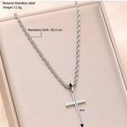 Gold Rope Chain Cross Pendant Necklace