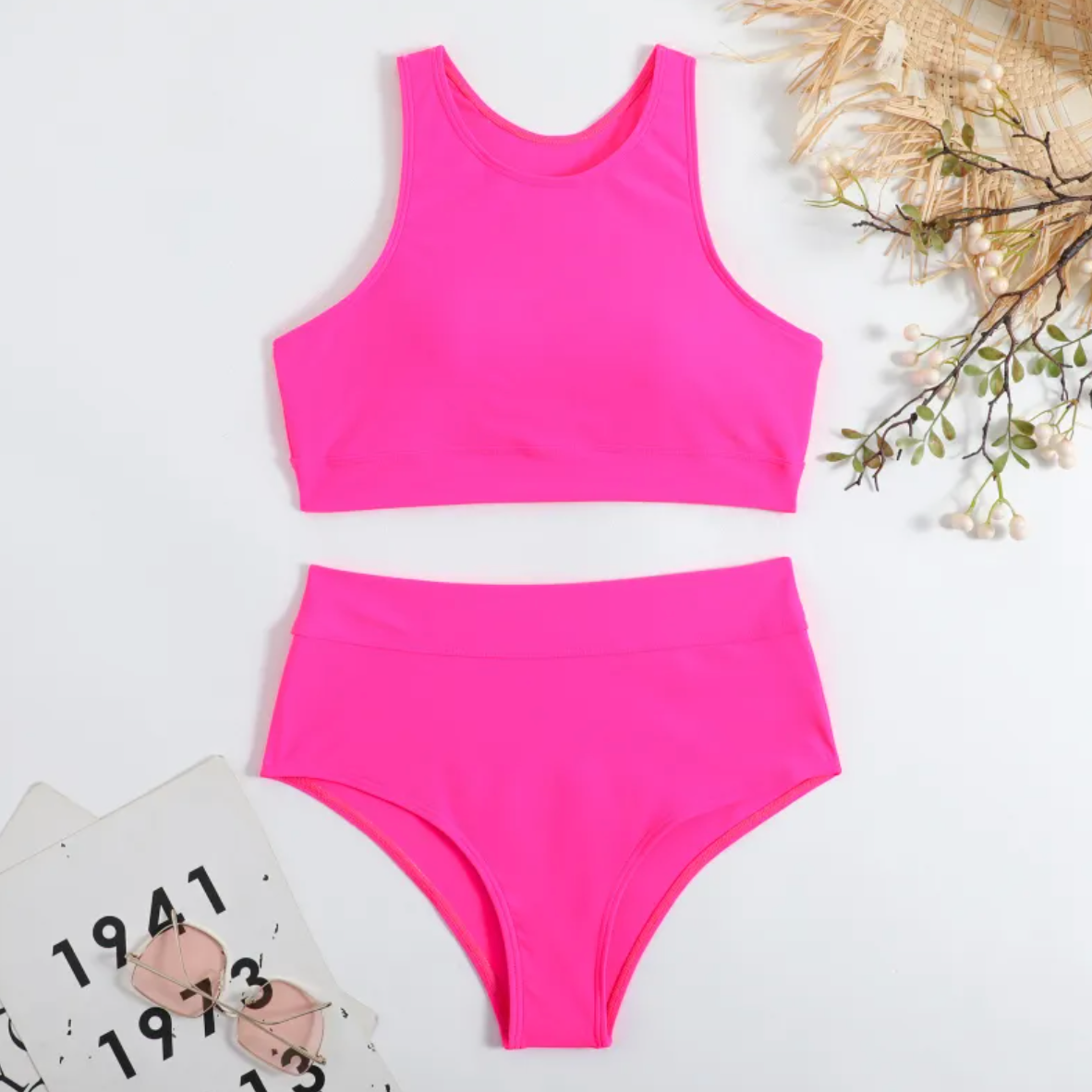 Womens High-Neck Two-Piece Swimsuit