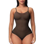 Sheer Mesh Open-Crotch Shaping Bodysuit
