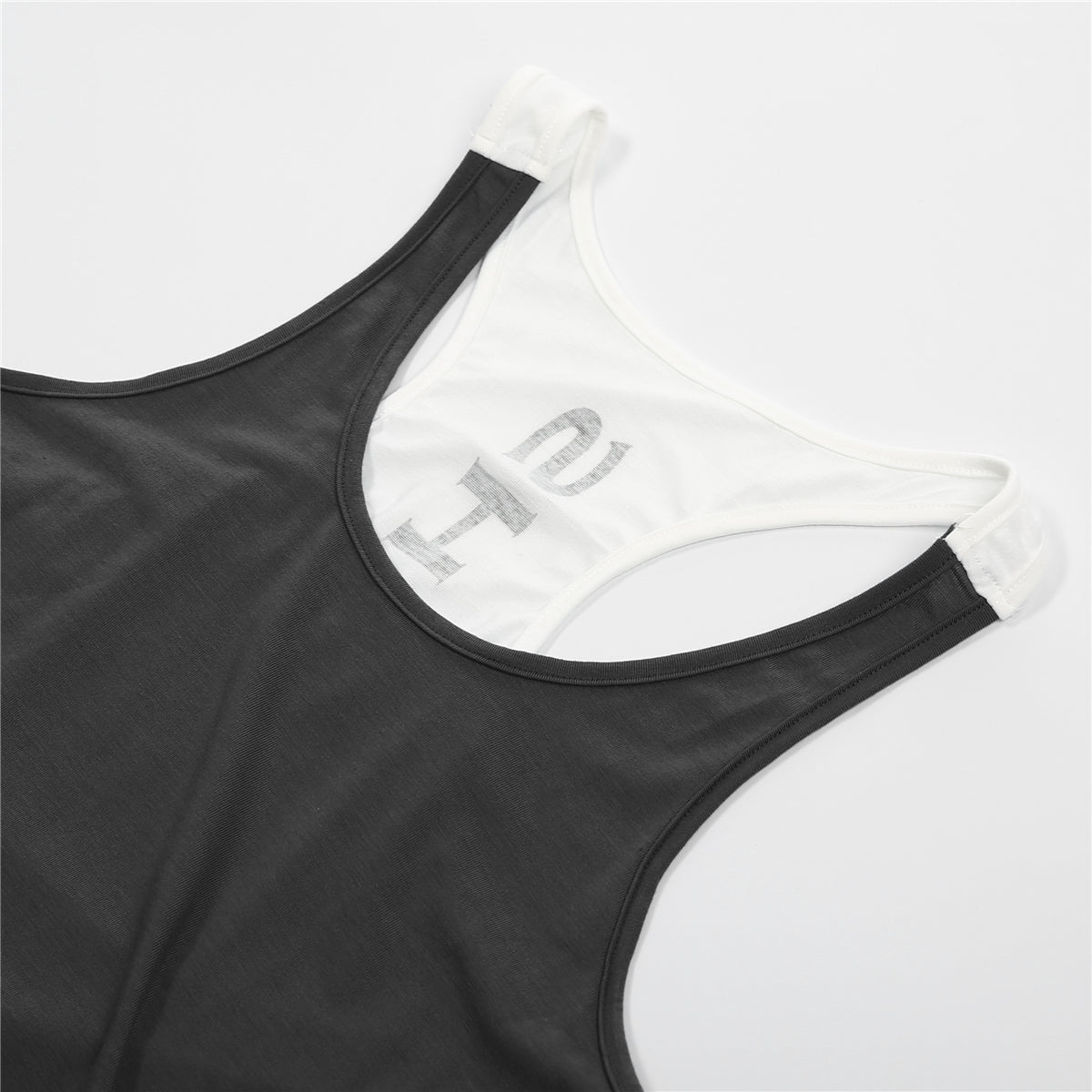 Men's U-Neck Contrast Sports Tank Top for Spring/Summer