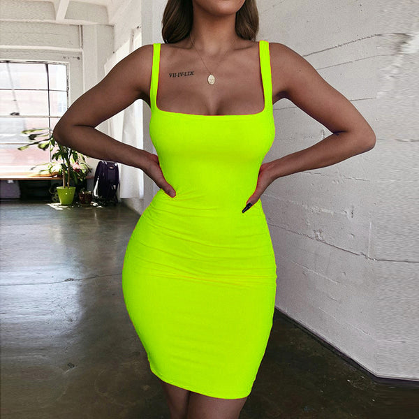 Summer Deep V Backless Dress with Spaghetti Straps