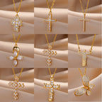 Minimalist Cross Pendant Necklace with Zirconia