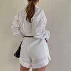 Elegant Women's Tailored Shorts Suit – Long-Sleeve Blazer & Chic Shorts Set