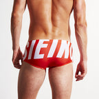 Men's Bold Letter Print Swim Briefs