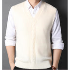 Men's Cable-Knit V-Neck Sweater Vest