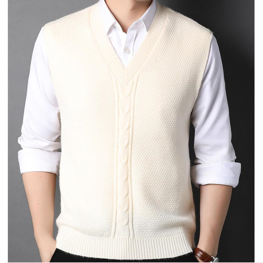 Men's Cable-Knit V-Neck Sweater Vest