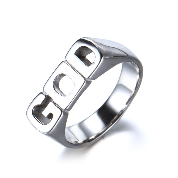 Stainless Steel GOD Letter Ring | Christian Jewelry
