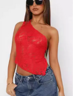 Lace-Back Asymmetrical Tank Top