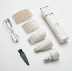 Cordless Pet Grooming Clipper Kit, Quiet Rechargeable Dog & Cat Hair Trimmer with Interchangeable Heads, Guide Combs & USB Charging