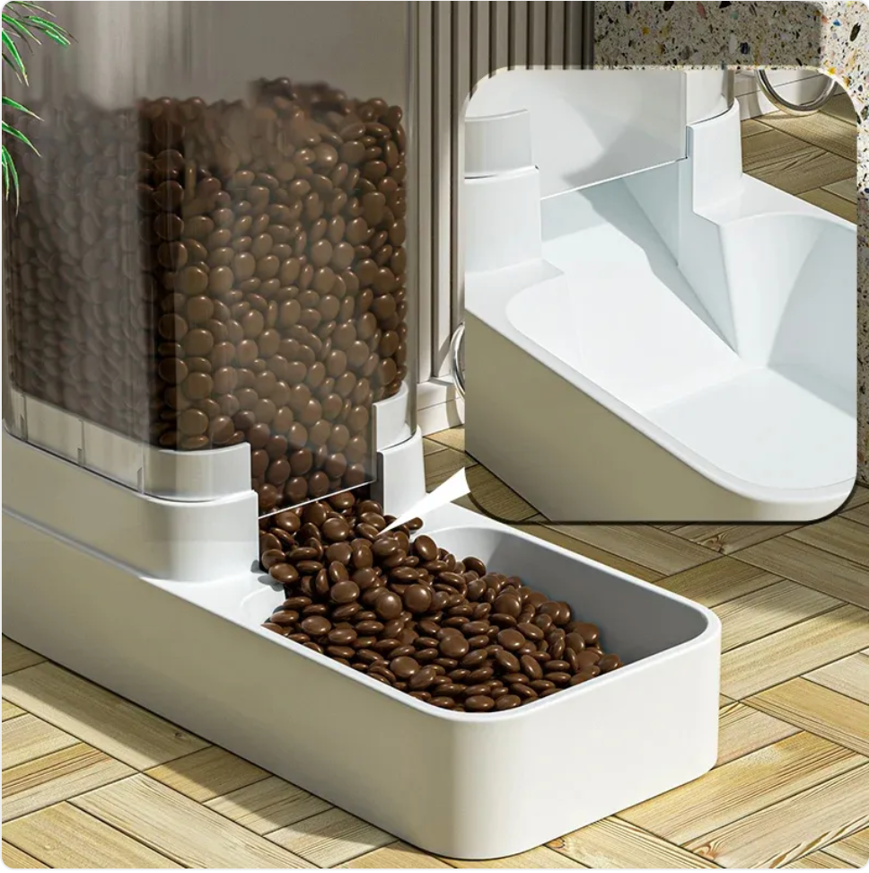 Automatic Gravity Pet Feeder & Water Dispenser, 3.8L Large Capacity, See-Through Food & Water Station for Cats and Dogs