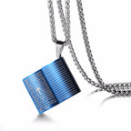 Collar con colgante de Biblia Sagrada azul de Jesús en acero inoxidable