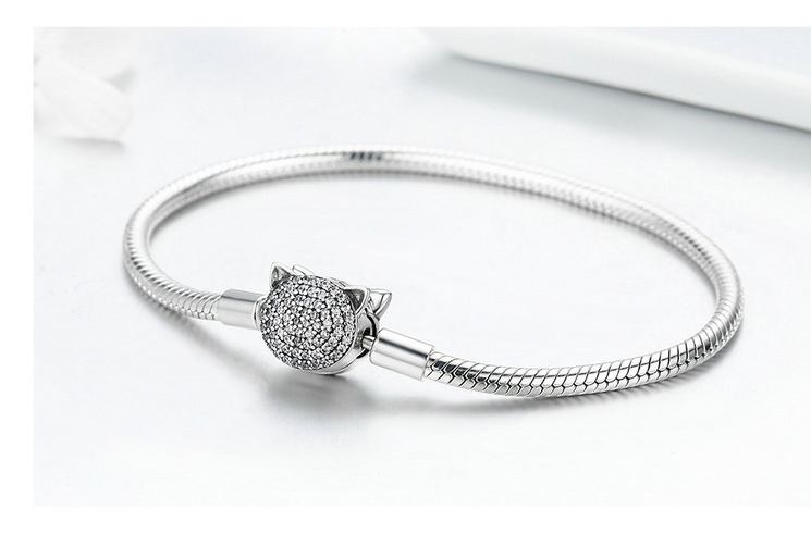 Sterling Silver Cat Bead Bracelet