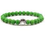 Green Turquoise Stone Beaded Bracelet with Dog Paw Charm