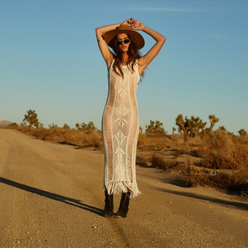 Knit Tassel Beach Cover-Up Dress