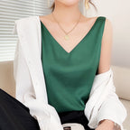 2024 Spring/Summer Women's Silk Satin V-Neck Tank Top