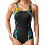 Athletic Color Block Printed One-Piece Swimsuit