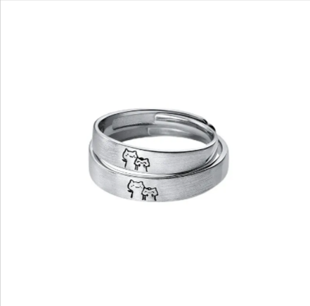 Cute Kitten Adjustable Couple Rings