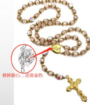 Glass Pearl Rosary Necklace