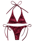 Metallic Underwire High-Cut Bikini Set