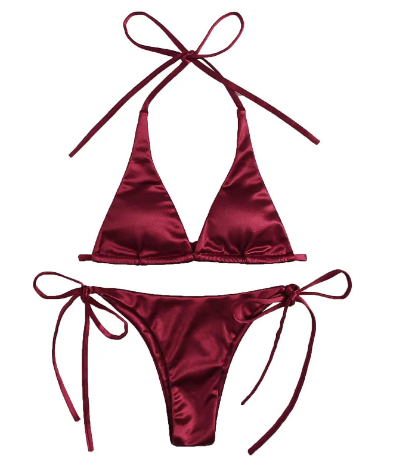 Metallic Underwire High-Cut Bikini Set