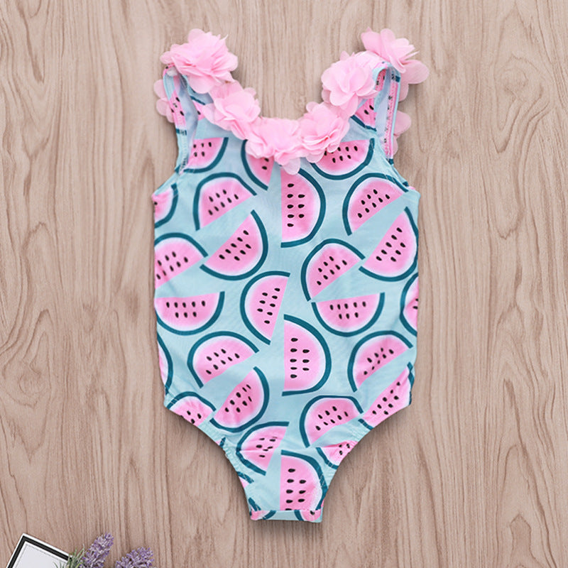Girls' Watermelon Floral One-Piece Swimsuit
