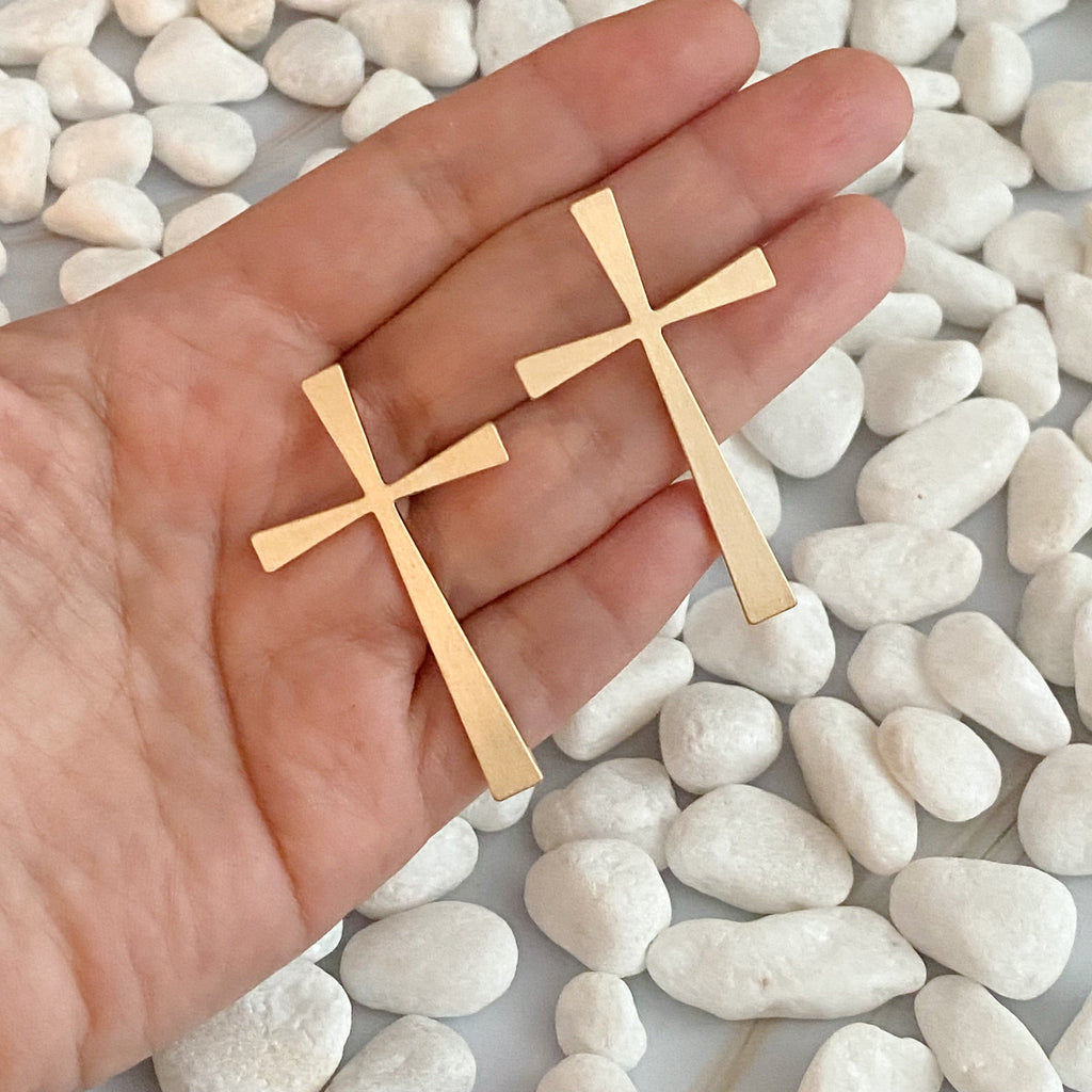 Satin Finish Cross Earrings | Christian Jewelry