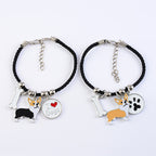 Enamel Dog Charm Leather Cord Bracelet