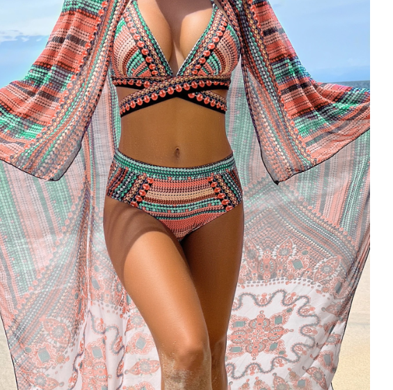 Aztec Geometric Print Bikini Set