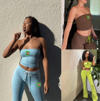 Embroidered Tube Top & Trousers Set