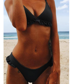 Women's Solid Color Ruffle Bikini Set