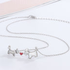 Mother-of-Pearl Dogs and Heart Necklace