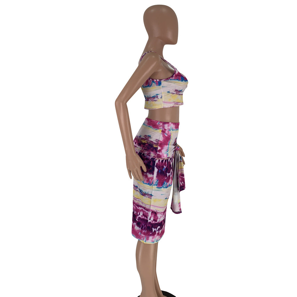Tie-Dye Camisole and Midi Skirt Set