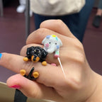 Cartoon Dachshund Dog Enamel Ring