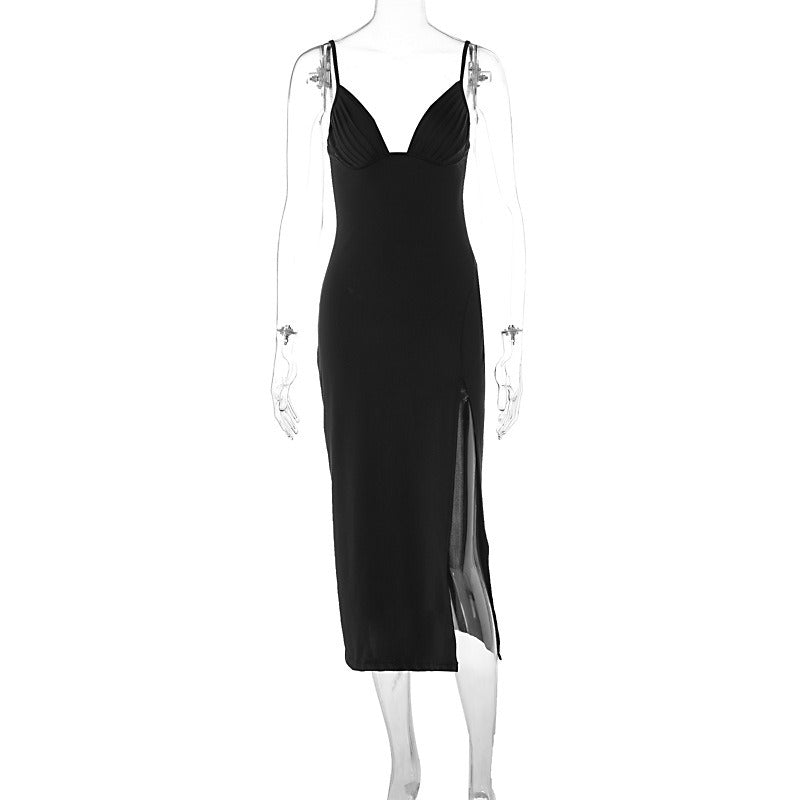 Women's Deep V Spaghetti Strap Bodycon Dress