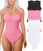 Square Neck Sleeveless Ribbed Bodysuit