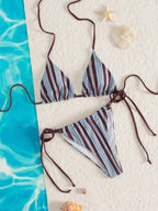 Striped Triangle String Bikini Set