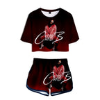 Cardi B Trendy 3D Crop Top and Shorts Set