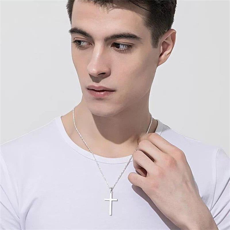 Silver Plain Cross Pendant Necklace