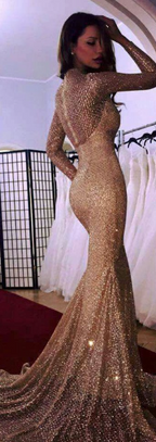 European & American Tube Top Gold Slim Fishtail Dress