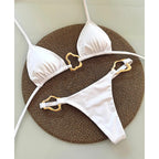 Red Triangle Bikini Set with Gold Accents