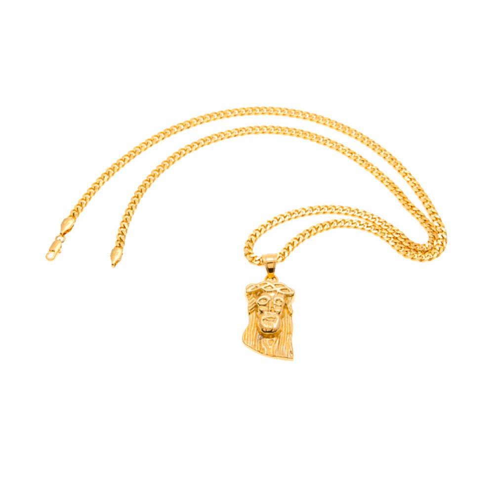 Abstract Jesus Face Pendant Necklace