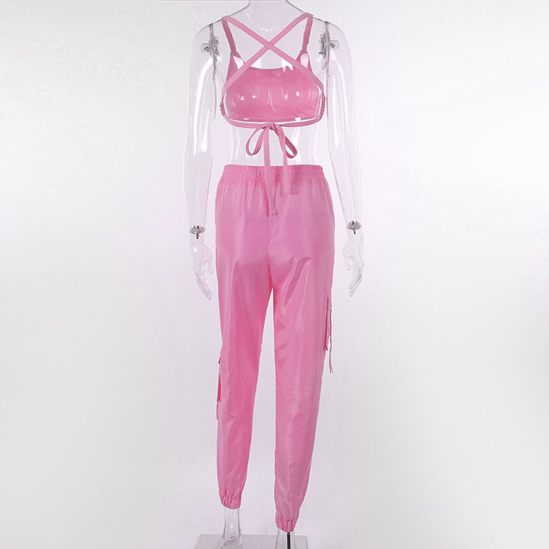 Women's Sporty Casual Set with Harem Pants and Tank Top