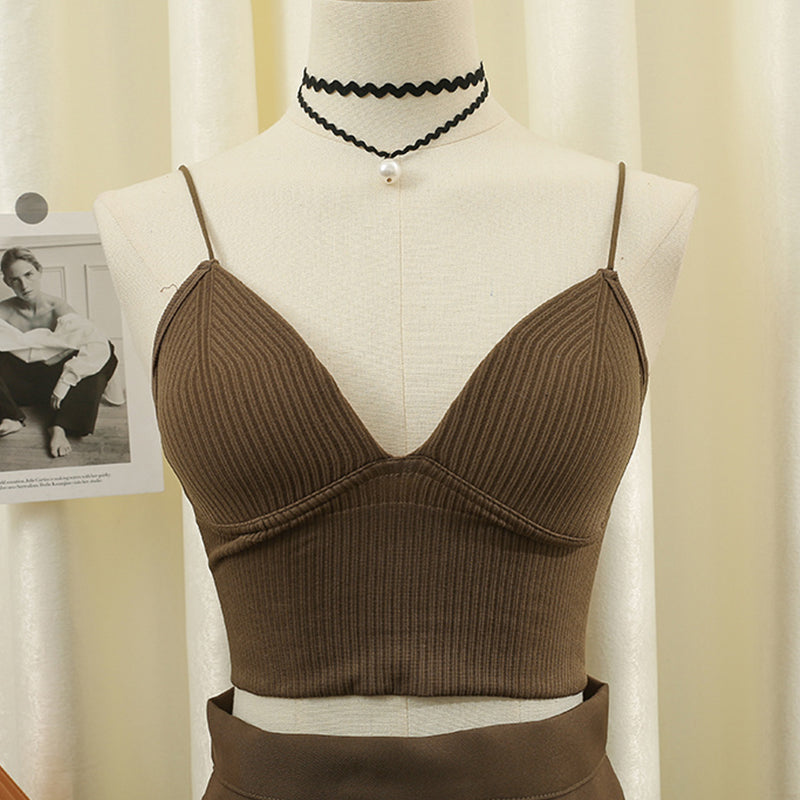 V-Shaped Fit Thin Strap Stripe Tank Top for Women