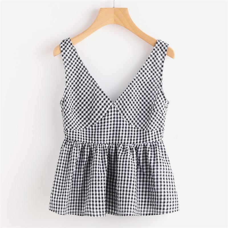 Sleeveless Checkered Tank Top