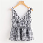 Sleeveless Checkered Tank Top