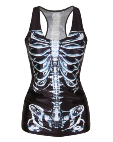 Women's 3D Skeleton Print Racerback Tank Top