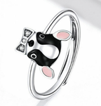 Silver Enamel Dog Ring