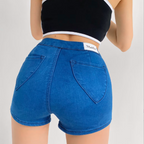 Women's Curved Edge Stretch Slim Denim Shorts for Summer