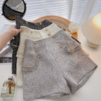 Double Breasted High Waist Shorts for Women