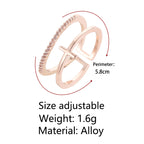 Rose Gold Cross Layered Open Ring with Gold Plating